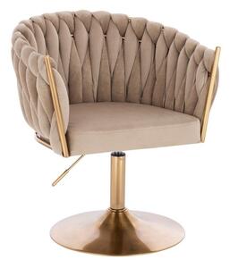 LuxuryForm DESIGN Křeslo NORDEN VELUR na zlatém talíři - latte
