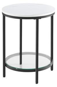 Přístavný stolek MINIMA bílý mramor/černá