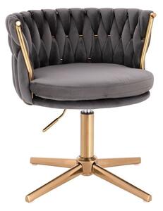 LuxuryForm DESIGN Židle LYON VELUR na zlatém kříži - tmavě šedá