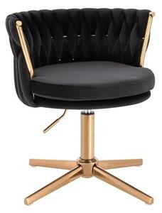 LuxuryForm DESIGN Židle LYON VELUR na zlatém kříži - černá