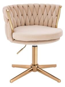 LuxuryForm DESIGN Židle LYON VELUR na zlatém kříži - krémová
