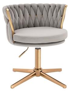 LuxuryForm DESIGN Židle LYON VELUR na zlatém kříži - světle šedá