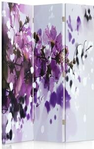 Ozdobný paraván Malované květiny béžová - 110x170 cm, třídílný, klasický paraván