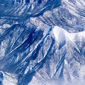Ozdobný paraván Hory Zimní modrá - 180x170 cm, pětidílný, klasický paraván