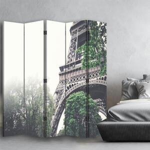Ozdobný paraván Pařížská Eiffelova věž - 180x170 cm, pětidílný, klasický paraván