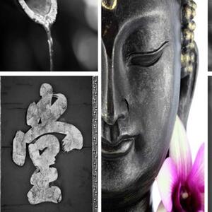 Ozdobný paraván Buddha Zen Květiny - 180x170 cm, pětidílný, klasický paraván