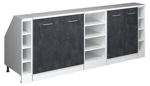Kuchyňská skříňka pod šikmou střechu Vicco R-Line Černý beton 210 cm Sada 5 korpusů skříně hloubka 60 cm, Model 60305