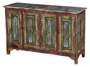 Skříňka z teakového dřeva, ručně malovaná, 141x46x90cm