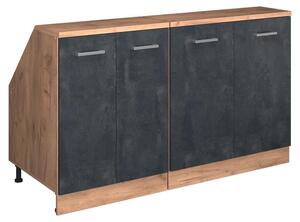 Kuchyňská skříňka pod šikmou střechu Vicco R-Line Černý beton 140 cm Sada 2 korpusů skříně hloubka 60 cm, Model 60522