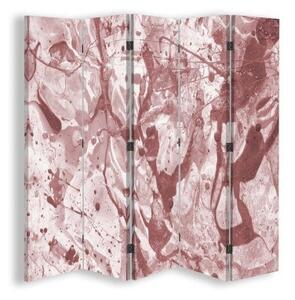 Ozdobný paraván Textura růžová - 180x170 cm, pětidílný, klasický paraván