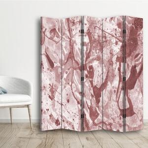 Ozdobný paraván Textura růžová - 180x170 cm, pětidílný, klasický paraván