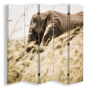 Ozdobný paraván Sloní savana - 180x170 cm, pětidílný, klasický paraván