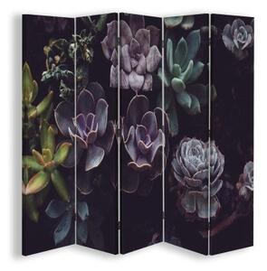 Ozdobný paraván Sukulentní květiny - 180x170 cm, pětidílný, klasický paraván