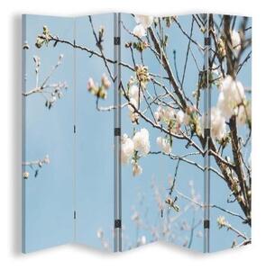 Ozdobný paraván Květy jabloně - 180x170 cm, pětidílný, klasický paraván