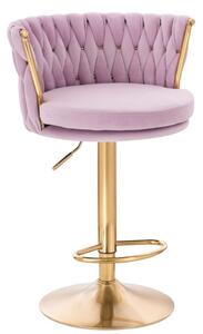 LuxuryForm Barová židle LYON VELUR na zlatém talíři - levandule