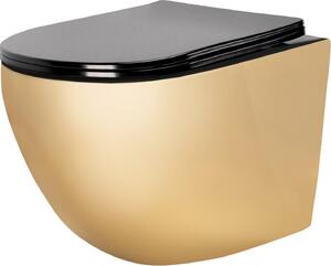 Závěsná WC Misa Rea CARLO Mini Flat Gold Black