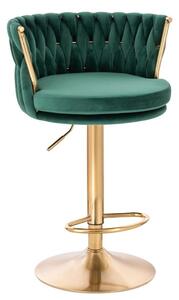 LuxuryForm Barová židle LYON VELUR na zlatém talíři - zelená