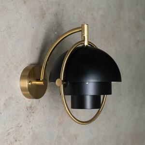 GUBI Gubi Nástěnné světlo Multi-Lite, černé, kov, G9, stmívatelný, Černá, Obývací pokoj / jídelna, Mosaz, Design