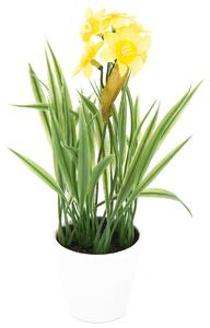 Umělá květina Narcis v květináči žlutá, 22 cm