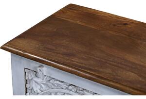 Noční stolek s vyřezávanými dvířky z mangového dřeva, 50x38x60cm (HP)