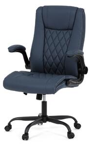 Kancelářská židle, tmavě modrá ekokůže, taštičkové pružiny, kovový kříž, kolečka na tvrdé podlahy - KA-Y344 BLUE