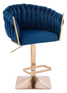 LuxuryForm DESIGN Barová židle NORDEN VELUR na zlaté hranaté podstavě - modrá