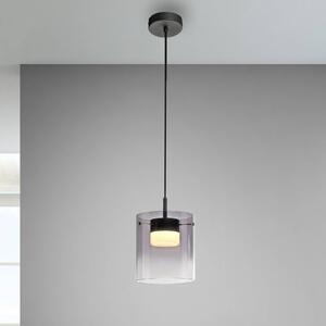 JUST LIGHT. GmbH LED závěsné světlo Elio, kouřové sklo, 1-žárovkové, černé, stmívatelný, Hliník / šedá / zinek, Obývací pokoj / jídelna, Sklo, Moderní