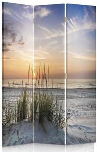 Ozdobný paraván Západ slunce na mořské pláži - 110x170 cm, třídílný, klasický paraván