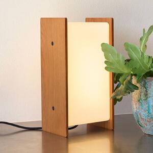 Hübsch LED stolní lampa Sabi, dřevo/opálově bílá, výška 25 cm, stmívatelný, Bílá / opál, Obývací pokoj / jídelna, Dřevo, Design