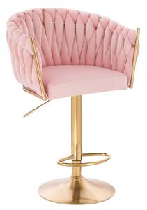 LuxuryForm Barová židle NORDEN VELUR na zlatém talíři - růžová