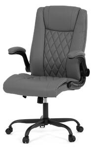 Kancelářská židle, šedá ekokůže, taštičkové pružiny, kovový kříž, kolečka na tvrdé podlahy - KA-Y344 GREY