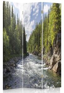 Ozdobný paraván Forest Green River Příroda - 110x170 cm, třídílný, klasický paraván