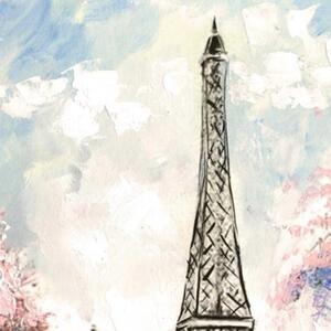 Ozdobný paraván Pařížská Eiffelova věž Pastel - 110x170 cm, třídílný, klasický paraván