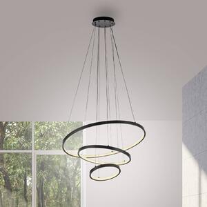 JUST LIGHT. GmbH LED závěsné světlo Cerchi, černé, 3 000 K, Černá, Obývací pokoj / jídelna, kov, Moderní