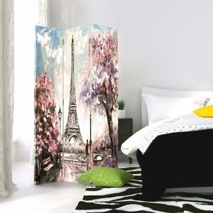 Ozdobný paraván Pařížská Eiffelova věž Pastel - 110x170 cm, třídílný, klasický paraván