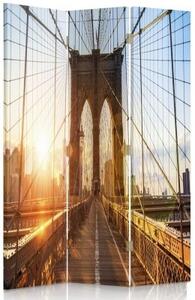 Ozdobný paraván Brooklynský most New York - 110x170 cm, třídílný, klasický paraván