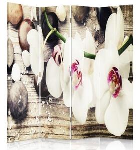 Ozdobný paraván Bílé sedmikrásky květy - 145x170 cm, čtyřdílný, klasický paraván
