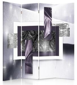 Ozdobný paraván Abstraktní fialová šedá - 145x170 cm, čtyřdílný, klasický paraván