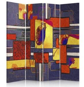 Ozdobný paraván Barevná abstrakce - 145x170 cm, čtyřdílný, klasický paraván