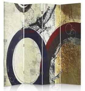 Ozdobný paraván Abstraktní barevný kruh - 145x170 cm, čtyřdílný, klasický paraván