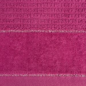 Bavlněný froté ručník s lurexovým proužkem GLORIA 50x90 cm, tmavě růžová, 500 gr Mybesthome