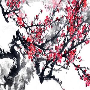 Ozdobný paraván Japonské třešňové květy - 145x170 cm, čtyřdílný, klasický paraván