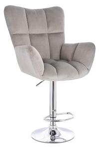 LuxuryForm DESIGN Barové křeslo AURORA VELUR na stříbrné kulaté podstavě - světle šedé