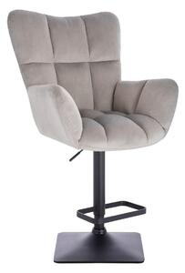LuxuryForm DESIGN Barové křeslo AURORA VELUR na černé hranaté podstavě - světle šedé