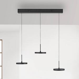 JUST LIGHT. GmbH LED závěsné světlo Plata, černé, 3-ramenné, 3 000 K, stmívatelný, Černá, Obývací pokoj / jídelna, kov, Moderní