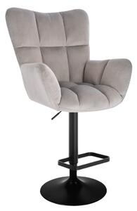 LuxuryForm DESIGN Barové křeslo AURORA VELUR na černé kulaté podstavě - světle šedé