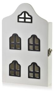 Mondex Dřevěná skříňka na klíče STACY House 17,5x5,5x29,5 cm bílá