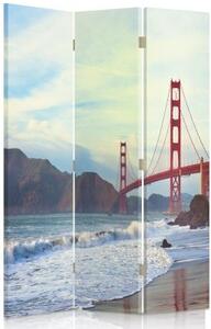 Ozdobný paraván New York Golden Gate - 110x170 cm, třídílný, klasický paraván