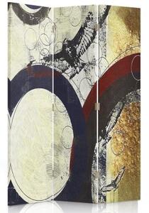 Ozdobný paraván Abstraktní barevný kruh - 110x170 cm, třídílný, klasický paraván
