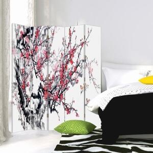 Ozdobný paraván Japonský třešňový květ - 180x170 cm, pětidílný, klasický paraván